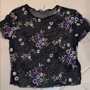 Urban Outfitters Mesh Floral Crop Top